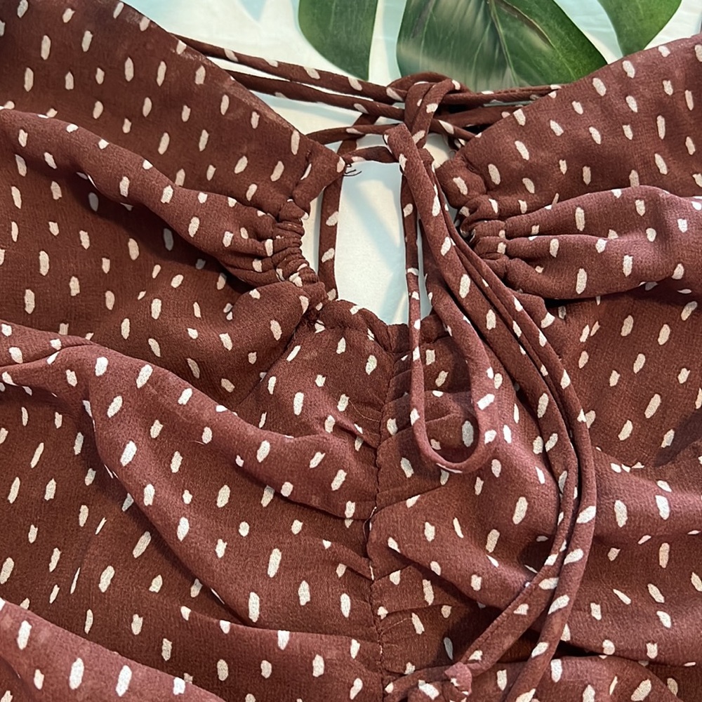 🤎 Brown Chiffon Dress - Picture 3 of 10